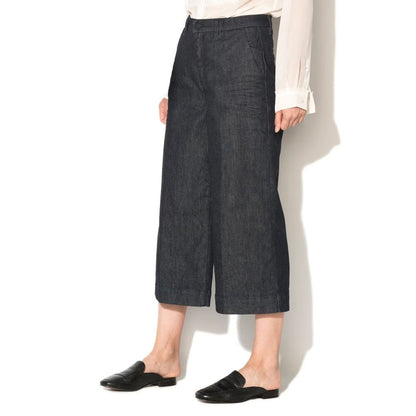 Gas Blue Polyester Cropped Jeans