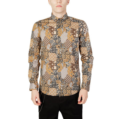 Gianni Lupo Beige Cotton Pattern Shirt Gianni Lupo