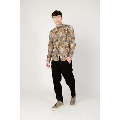 Gianni Lupo Beige Cotton Pattern Shirt Gianni Lupo