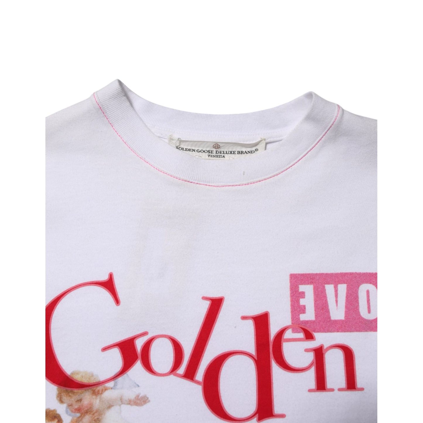 Golden Goose White Printed Round Neck T-shirt Golden Goose