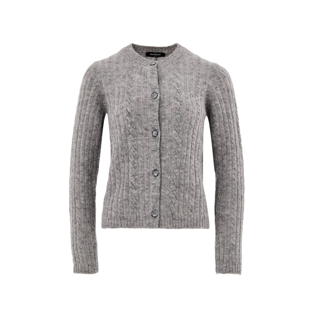 Gran Sasso Gray Wool Cardigan 1728,67397976224,Cardigans - Sweaters - Clothing,Clothing,Gran Sasso,Gray,IT44|L,IT48 | XL,New with tags,Sweaters - Clothing,Women
