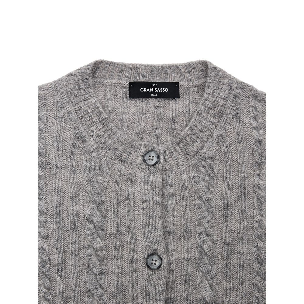 Gran Sasso Gray Wool Cardigan 1728,67397976224,Cardigans - Sweaters - Clothing,Clothing,Gran Sasso,Gray,IT44|L,IT48 | XL,New with tags,Sweaters - Clothing,Women