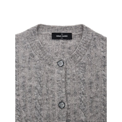 Gran Sasso Gray Wool Cardigan 1728,67397976224,Cardigans - Sweaters - Clothing,Clothing,Gran Sasso,Gray,IT44|L,IT48 | XL,New with tags,Sweaters - Clothing,Women