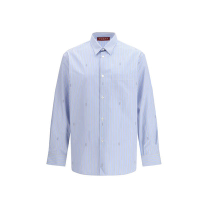 Gucci Blue Cotton Pattern Shirt 1728,67397976224,Blue,Clothing,Gucci,IT44|L,New with tags,Pattern - Shirts - Clothing,Shirts - Clothing,Shirts - Women - Clothing,Women,Women - Clothing