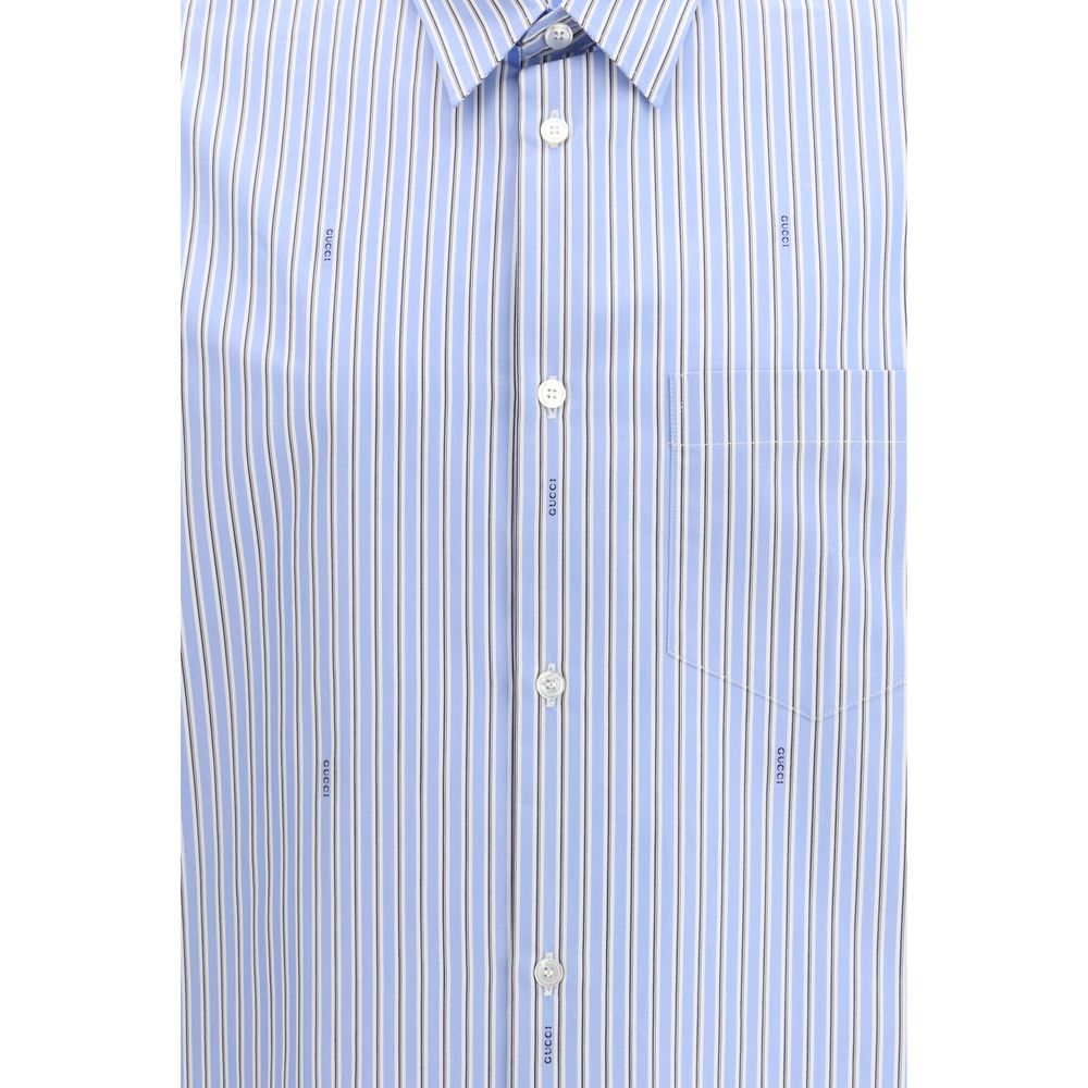 Gucci Blue Cotton Pattern Shirt 1728,67397976224,Blue,Clothing,Gucci,IT44|L,New with tags,Pattern - Shirts - Clothing,Shirts - Clothing,Shirts - Women - Clothing,Women,Women - Clothing