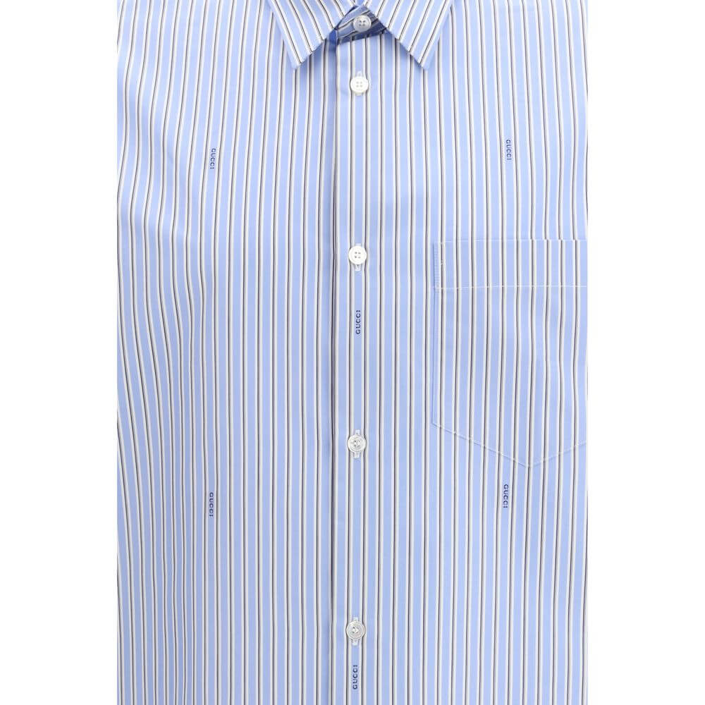 Gucci Blue Cotton Pattern Shirt