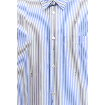 Gucci Blue Cotton Pattern Shirt 1728,67397976224,Blue,Clothing,Gucci,IT44|L,New with tags,Pattern - Shirts - Clothing,Shirts - Clothing,Shirts - Women - Clothing,Women,Women - Clothing