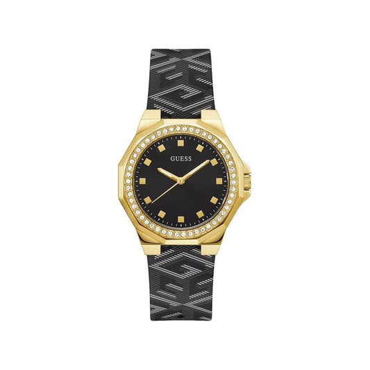 Guess Black Leather Dress Watch Guess