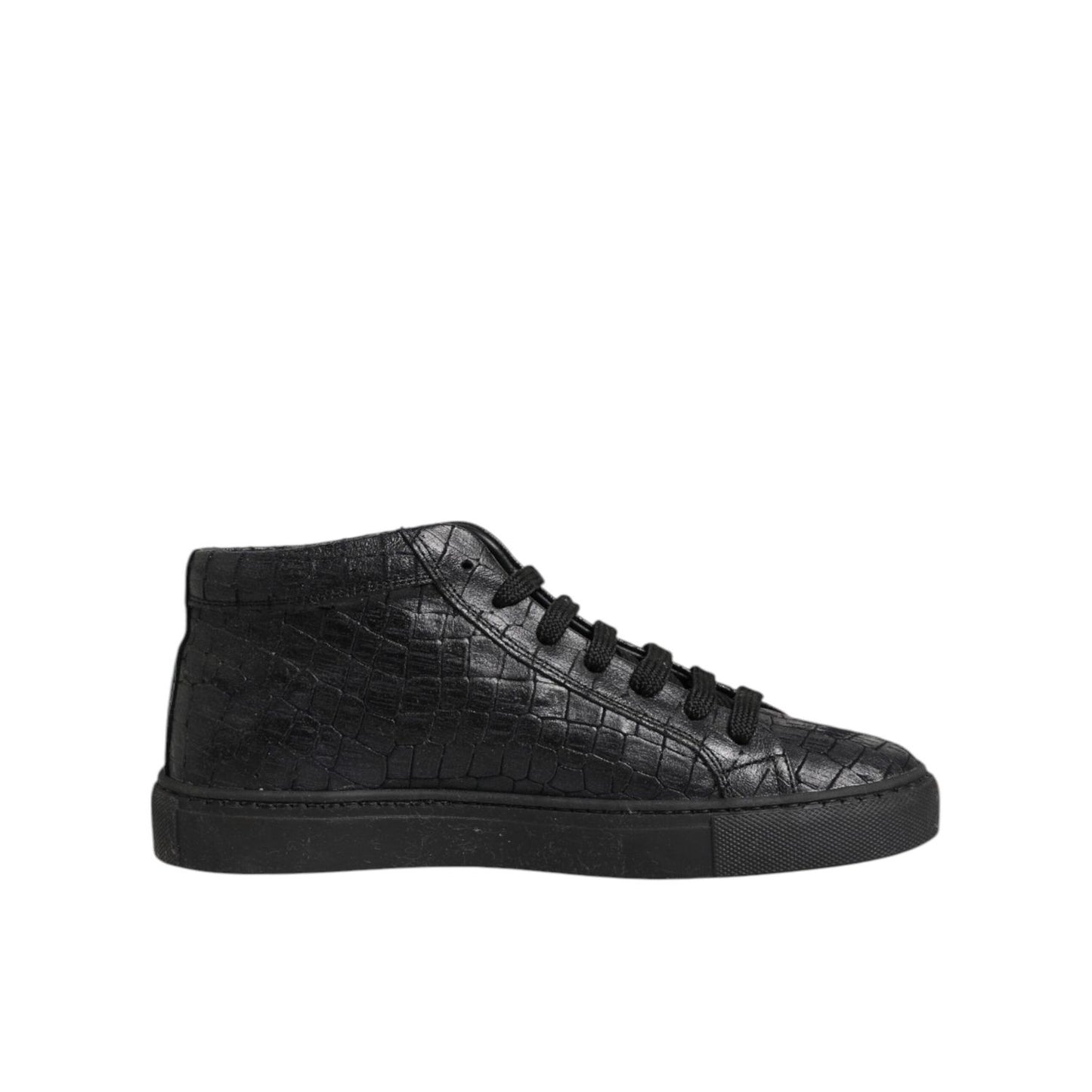 HIDE & JACK Black Leather Lace Up Mid Top Sneakers Shoes HIDE & JACK