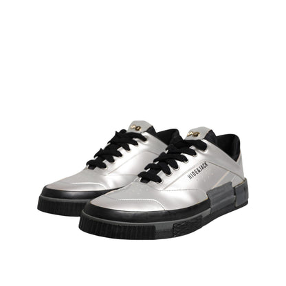 HIDE & JACK Metallic Silver Low Top Lace Up Sneakers Shoes HIDE & JACK