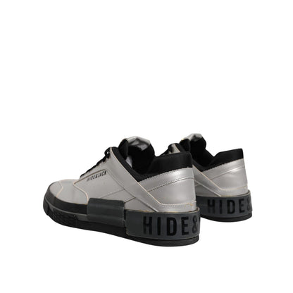 HIDE & JACK Metallic Silver Low Top Lace Up Sneakers Shoes HIDE & JACK