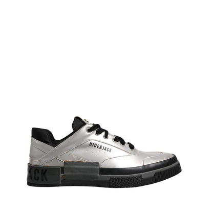 HIDE & JACK Metallic Silver Low Top Lace Up Sneakers Shoes HIDE & JACK