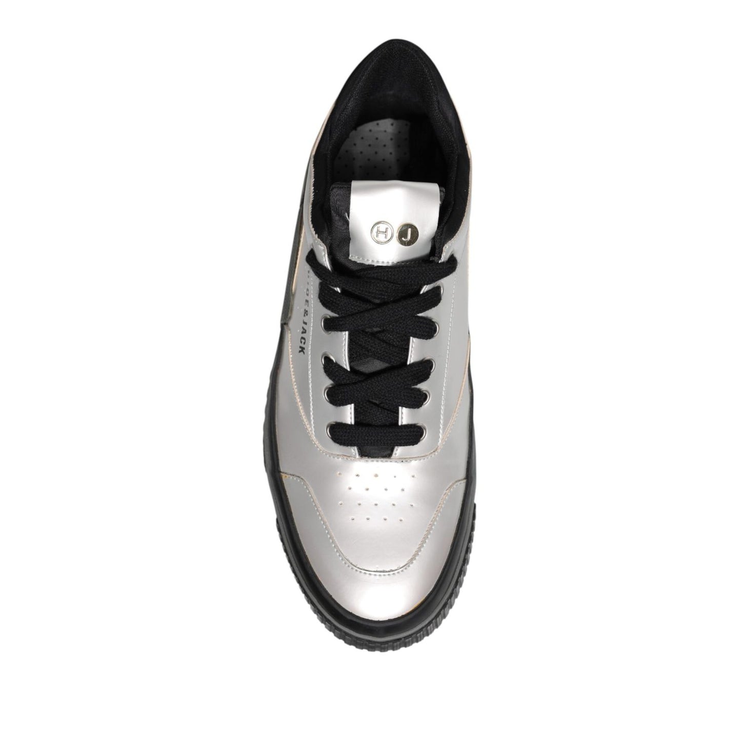 HIDE & JACK Metallic Silver Low Top Lace Up Sneakers Shoes HIDE & JACK