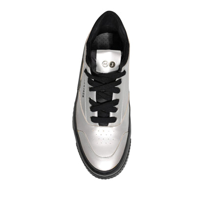 HIDE & JACK Metallic Silver Low Top Lace Up Sneakers Shoes HIDE & JACK