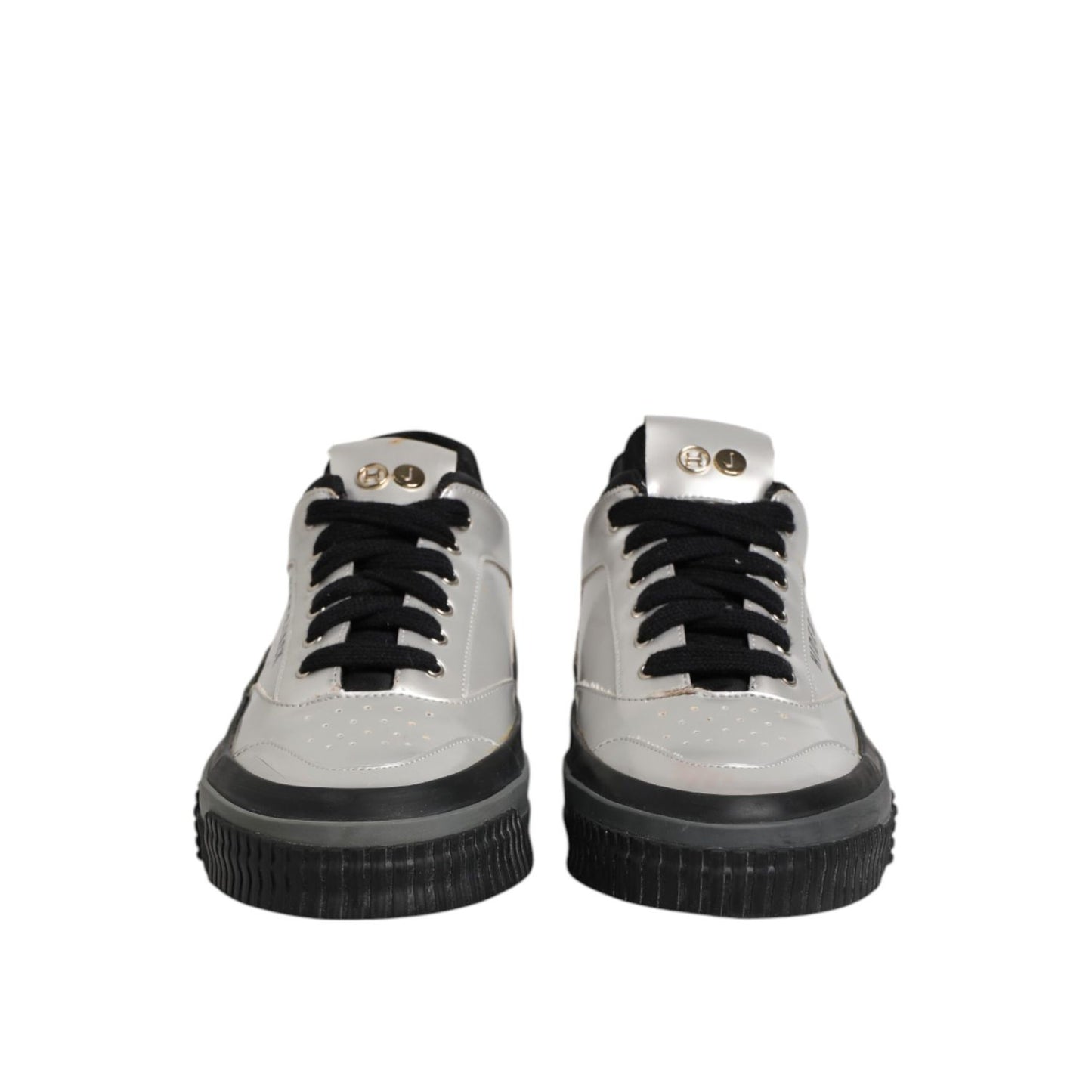 HIDE & JACK Silver Leather Lace Up Low Top Sneakers Shoes HIDE & JACK