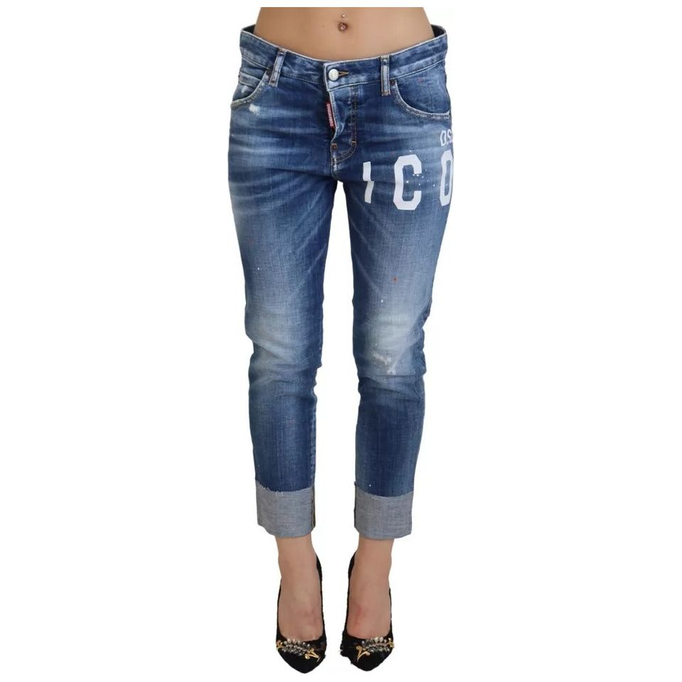 Dsquared² Blue Icon Low Waist Cropped Cool Girl Denim Jeans blue-icon-low-waist-cropped-cool-girl-denim-jeans