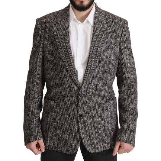 Exquisite Gray Herringbone Blazer Jacket