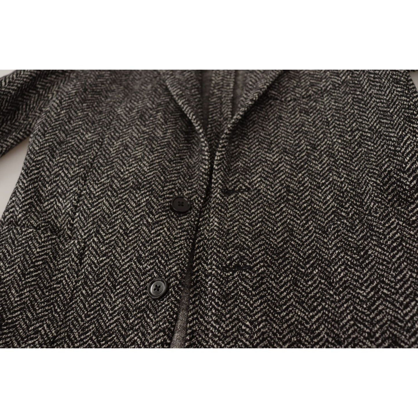 Dolce & Gabbana Exquisite Gray Herringbone Blazer Jacket gray-cotton-single-breasted-fantasy-blazer