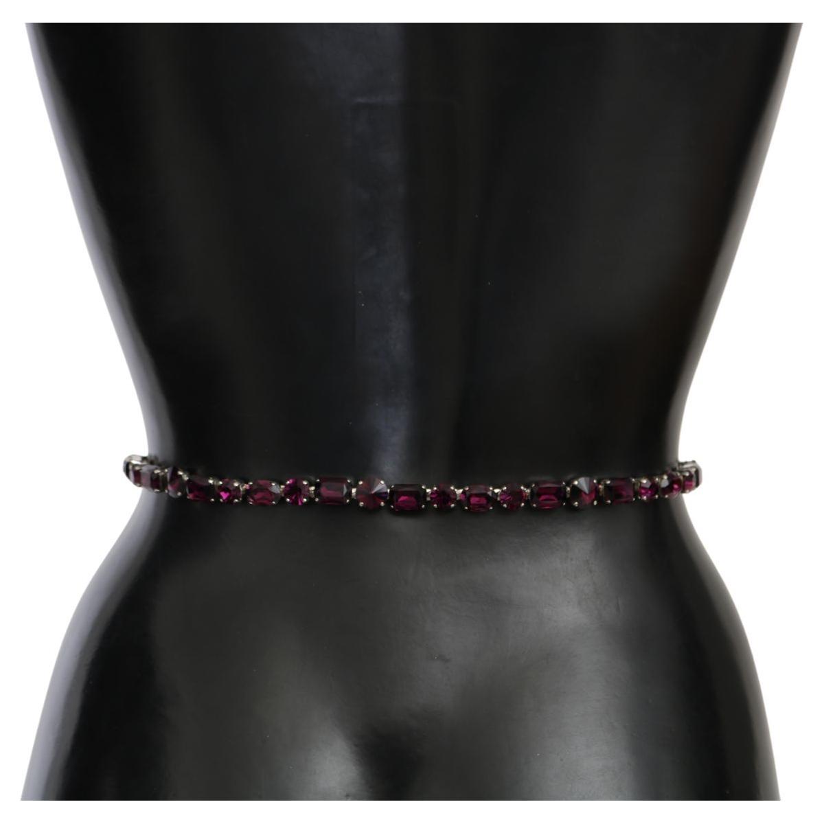 Dolce & Gabbana Crystal-Embellished Purple Leather Belt Belt purple-leather-crystals-waist-belt-1