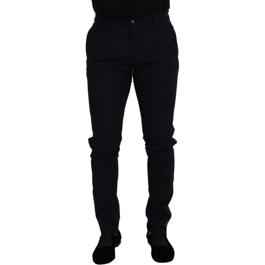 Dolce & Gabbana Elegant Black Wool-Blend Trousers black-wool-slim-formal-pants