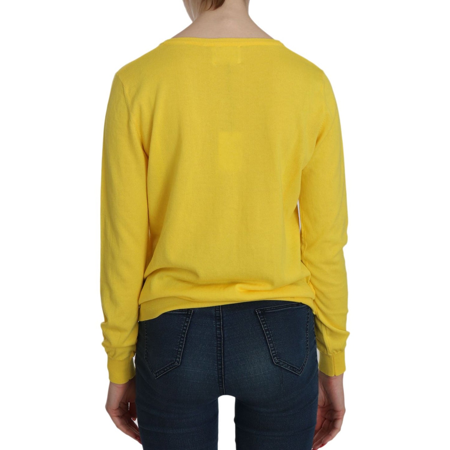 Jucca Radiant Yellow Cotton Sweater yellow-cotton-buttonfront-long-sleeve-sweater