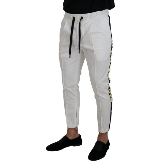 Dolce & Gabbana | Elegant White Cotton Jogger Pants| McRichard Designer Brands   