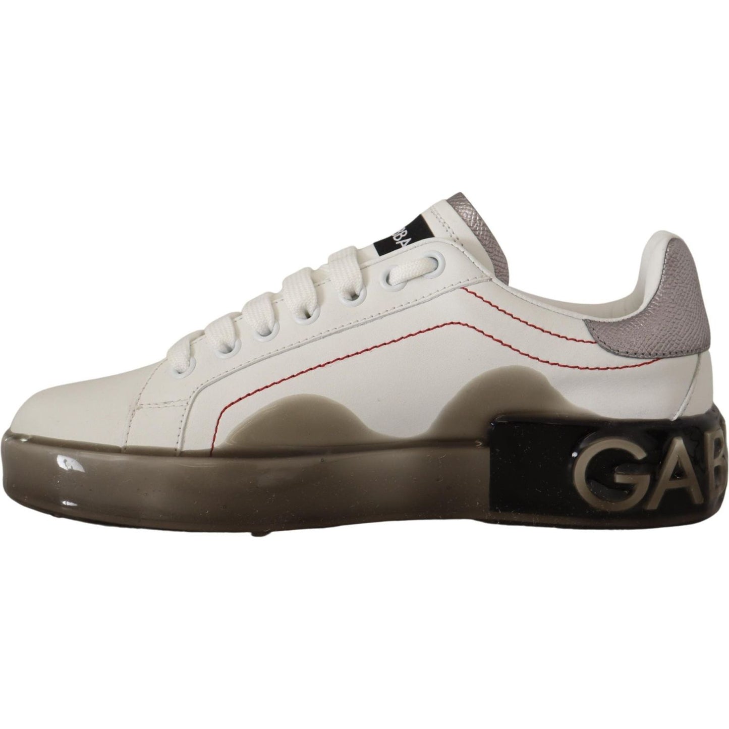 Dolce & Gabbana Elegant White Leather Sneakers white-leather-shoes-womens-logo-portofino-sneakers