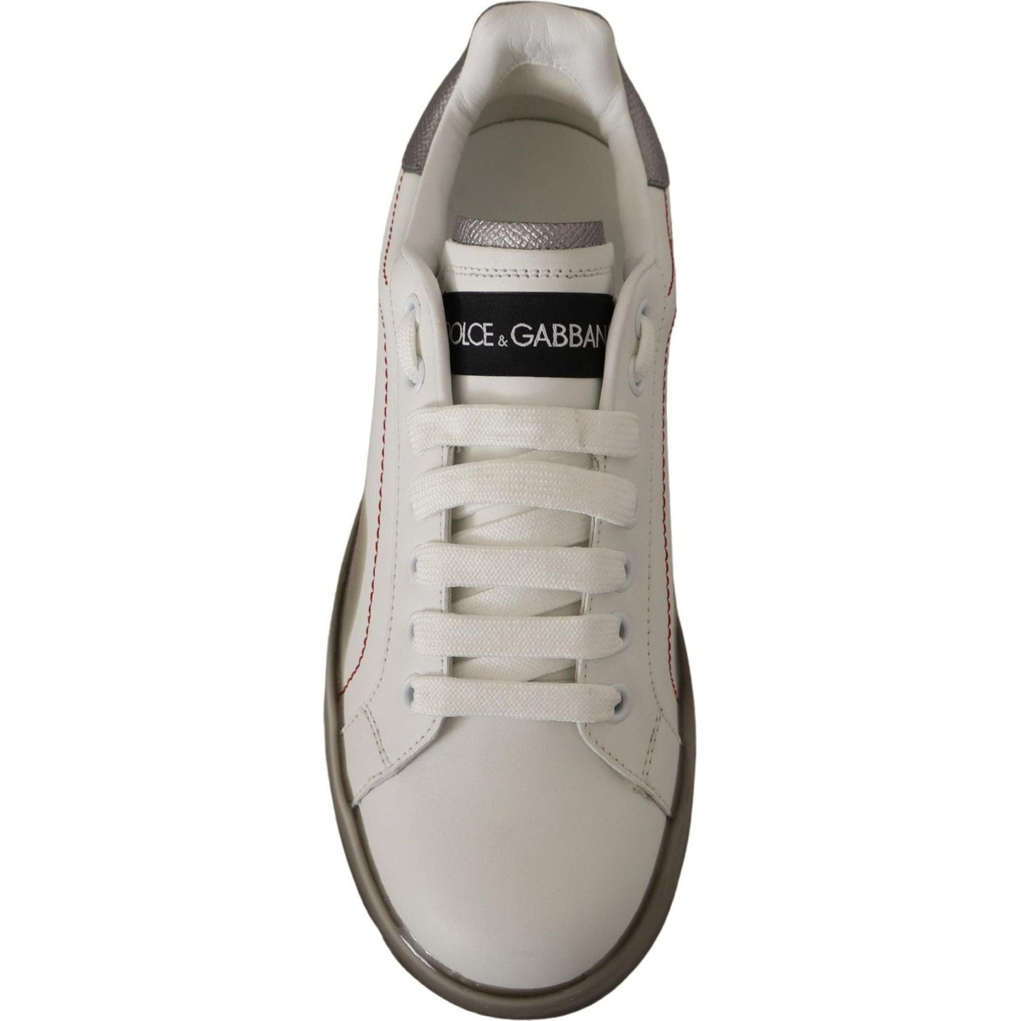 Dolce & Gabbana Elegant White Leather Sneakers white-leather-shoes-womens-logo-portofino-sneakers