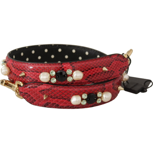 Dolce & Gabbana Elegant Red Python Leather Shoulder Strap red-python-leather-crystals-reversible-shoulder-strap-1
