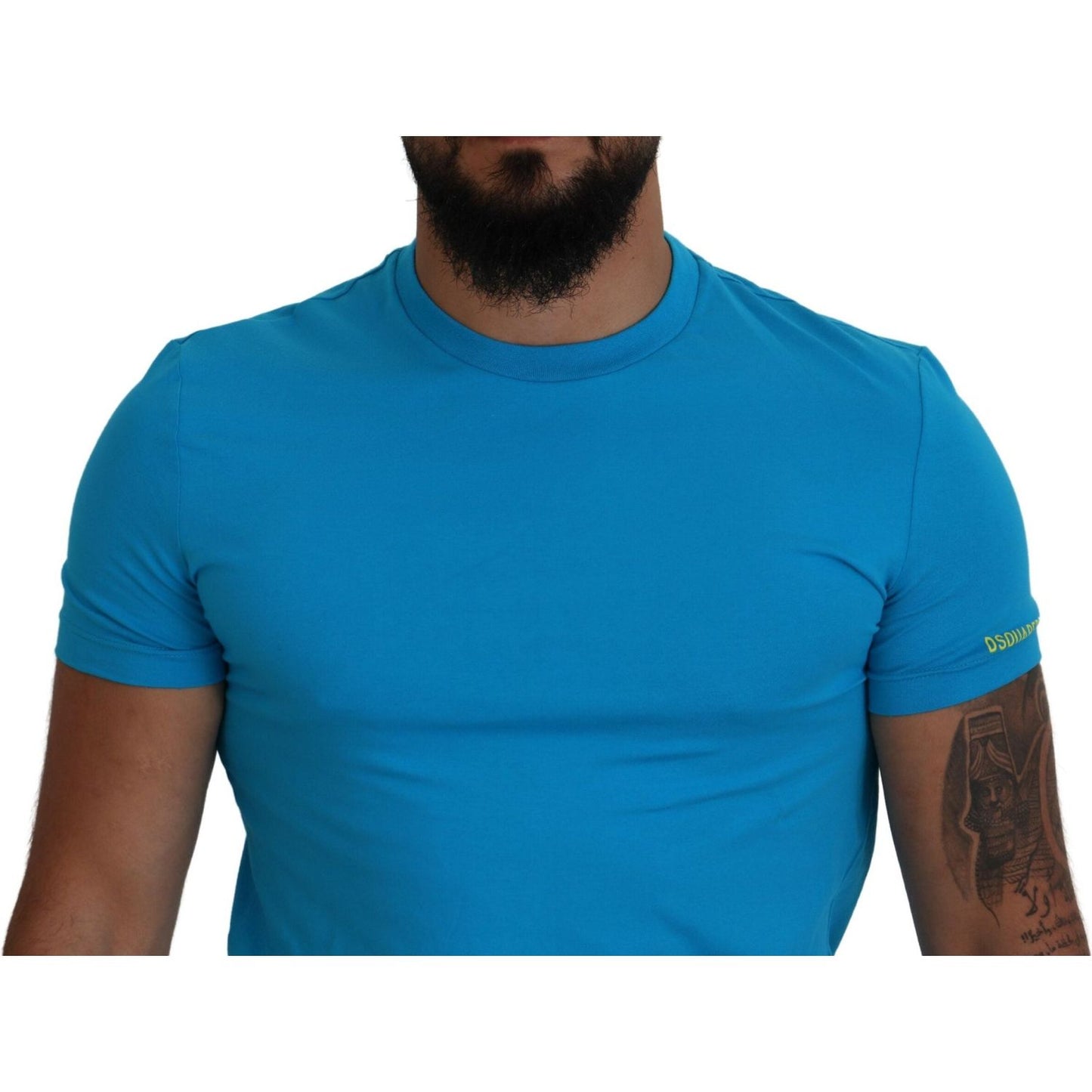 Dsquared² Blue Modal Short Sleeves Crewneck T-shirt blue-modal-short-sleeves-crewneck-t-shirt