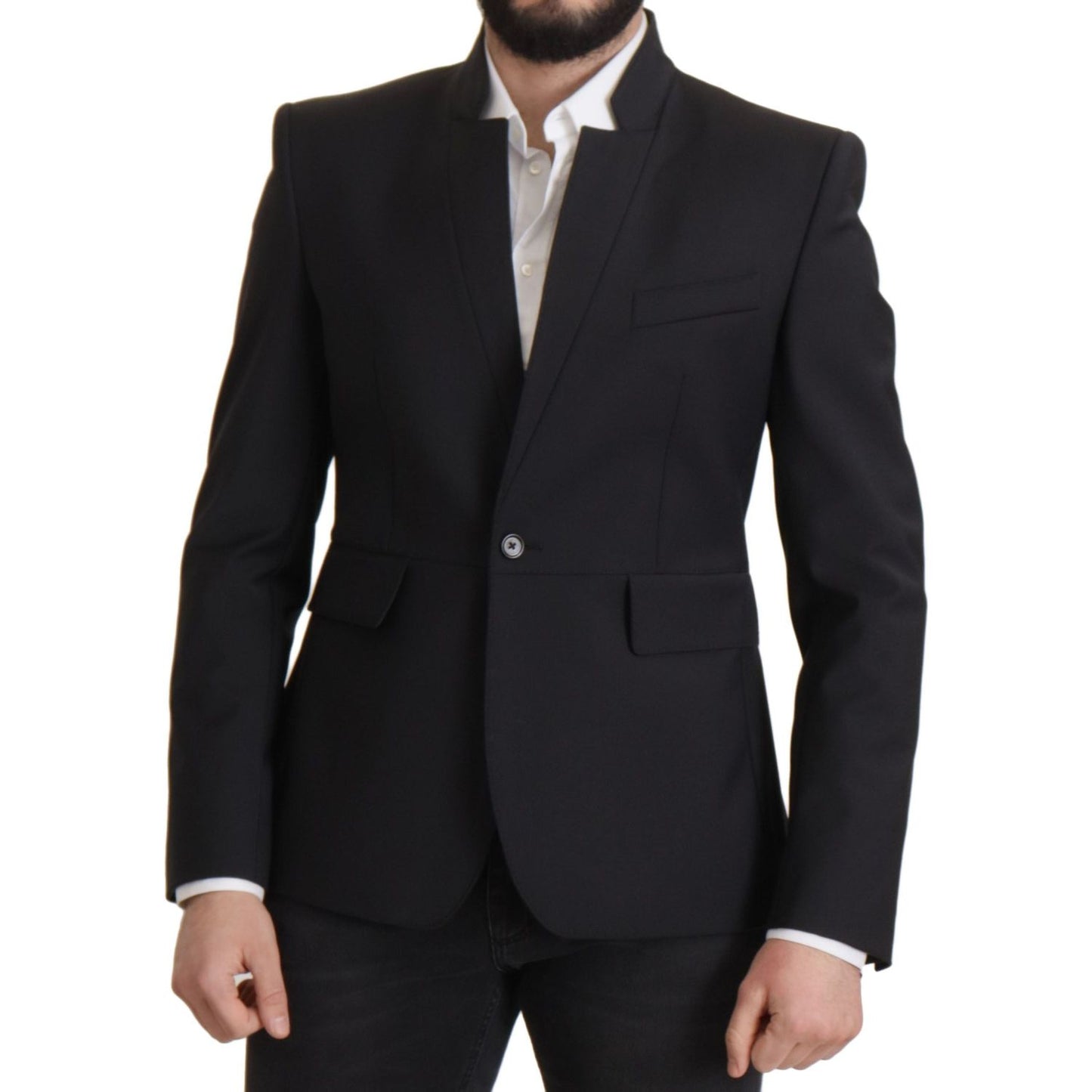 Dolce & Gabbana Elegant Single-Breasted Wool Blazer black-wool-single-breasted-coat-men-blazer