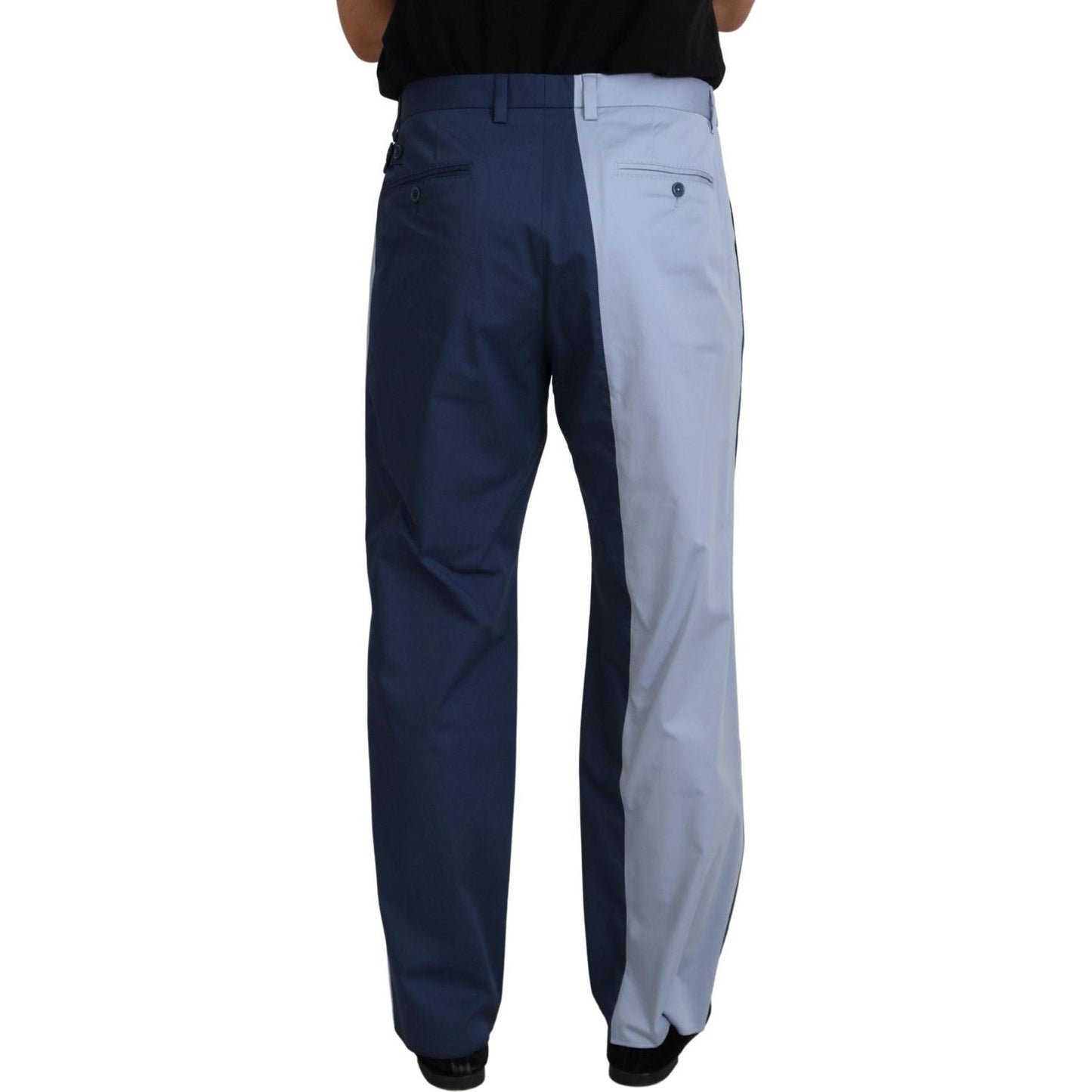 Dolce & Gabbana Elegant Blue Cotton Blend Pants for Men blue-cotton-straight-fit-pants