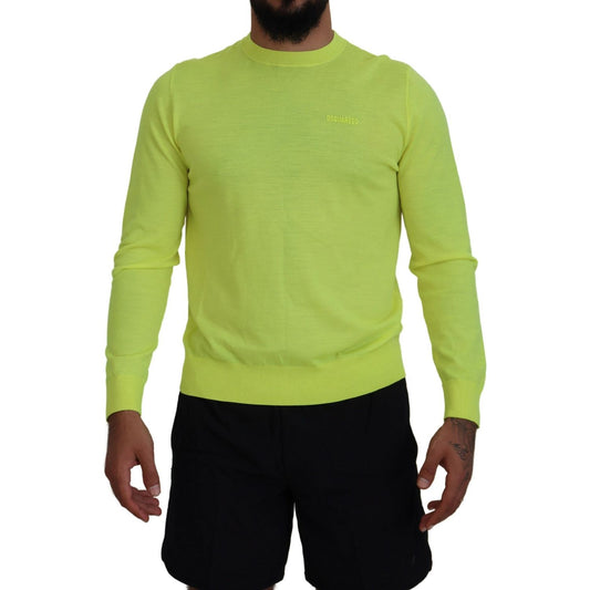 Yellow Green Long Sleeves Men Pullover Sweater