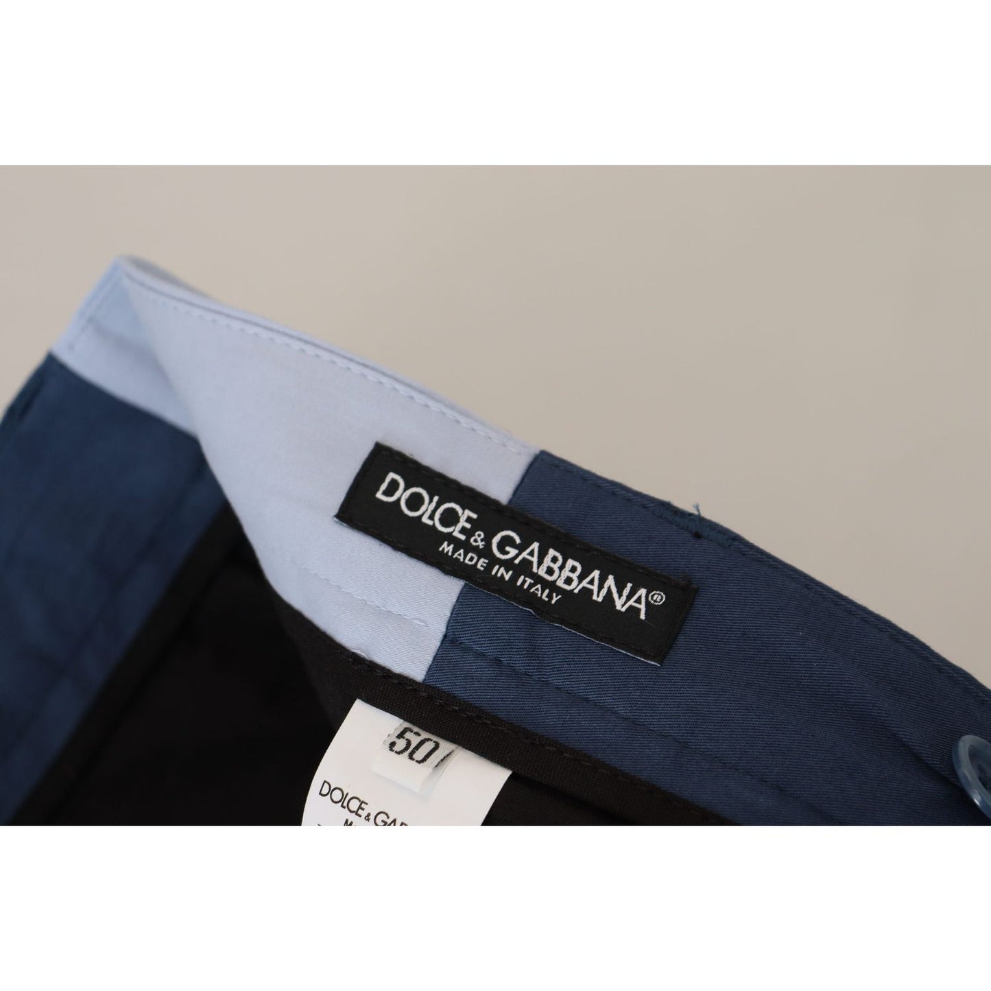 Dolce & Gabbana Elegant Blue Cotton Blend Pants for Men blue-cotton-straight-fit-pants