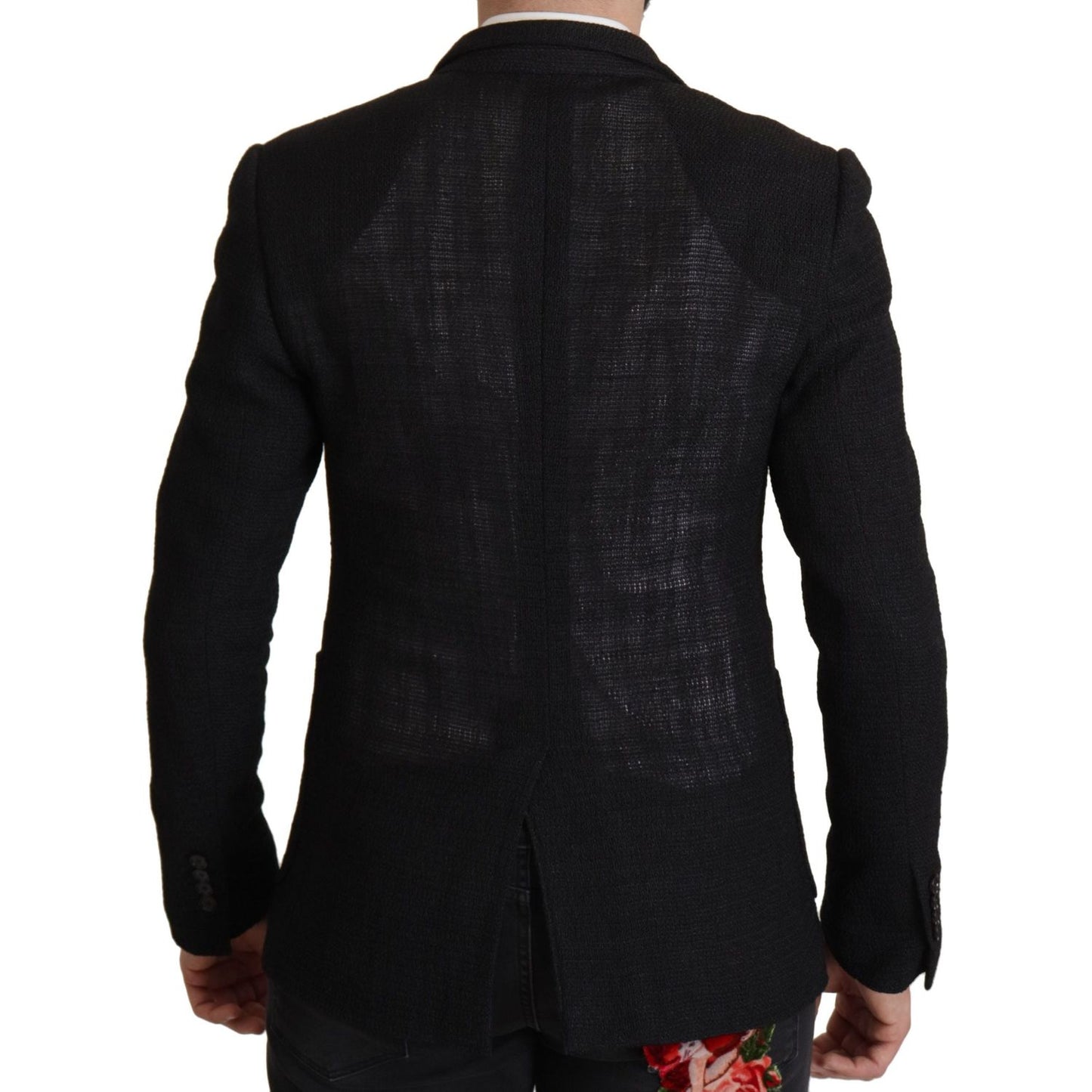 Dolce & Gabbana Elegant Single Breasted Wool Blazer black-single-breasted-coat-men-blazer