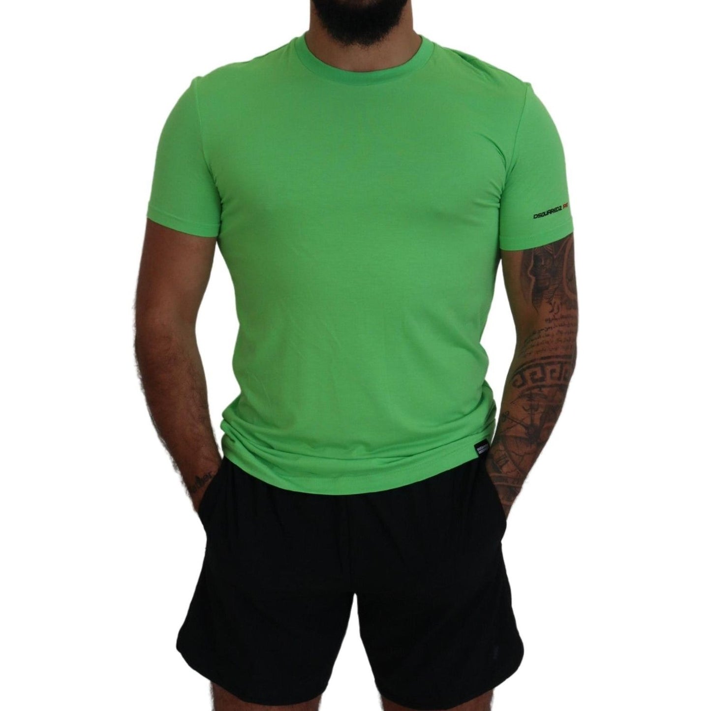 Dsquared² Green Modal Short Sleeves Crewneck T-shirt green-modal-short-sleeves-crewneck-t-shirt
