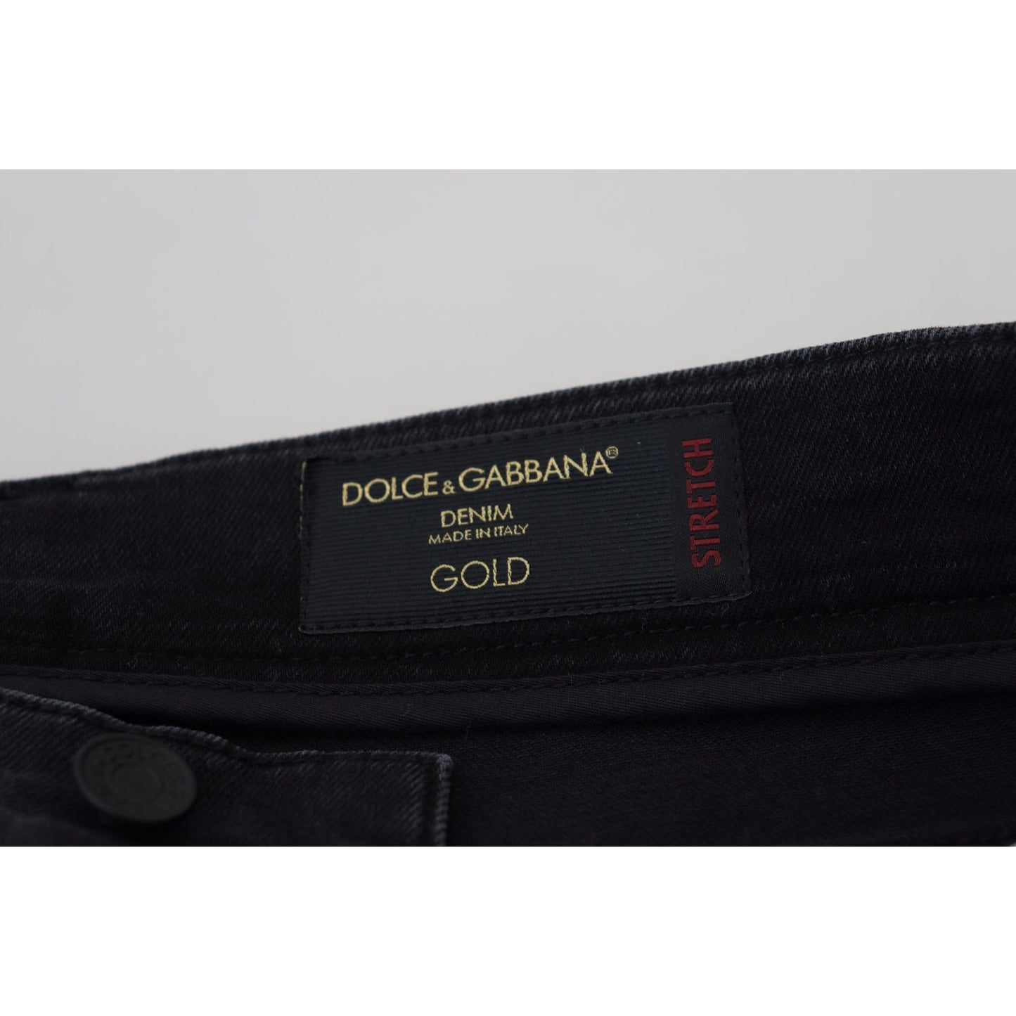 Dolce & Gabbana Sleek Black Cotton Blend Denim Pants black-cotton-patch-embroidery-denim-jeans
