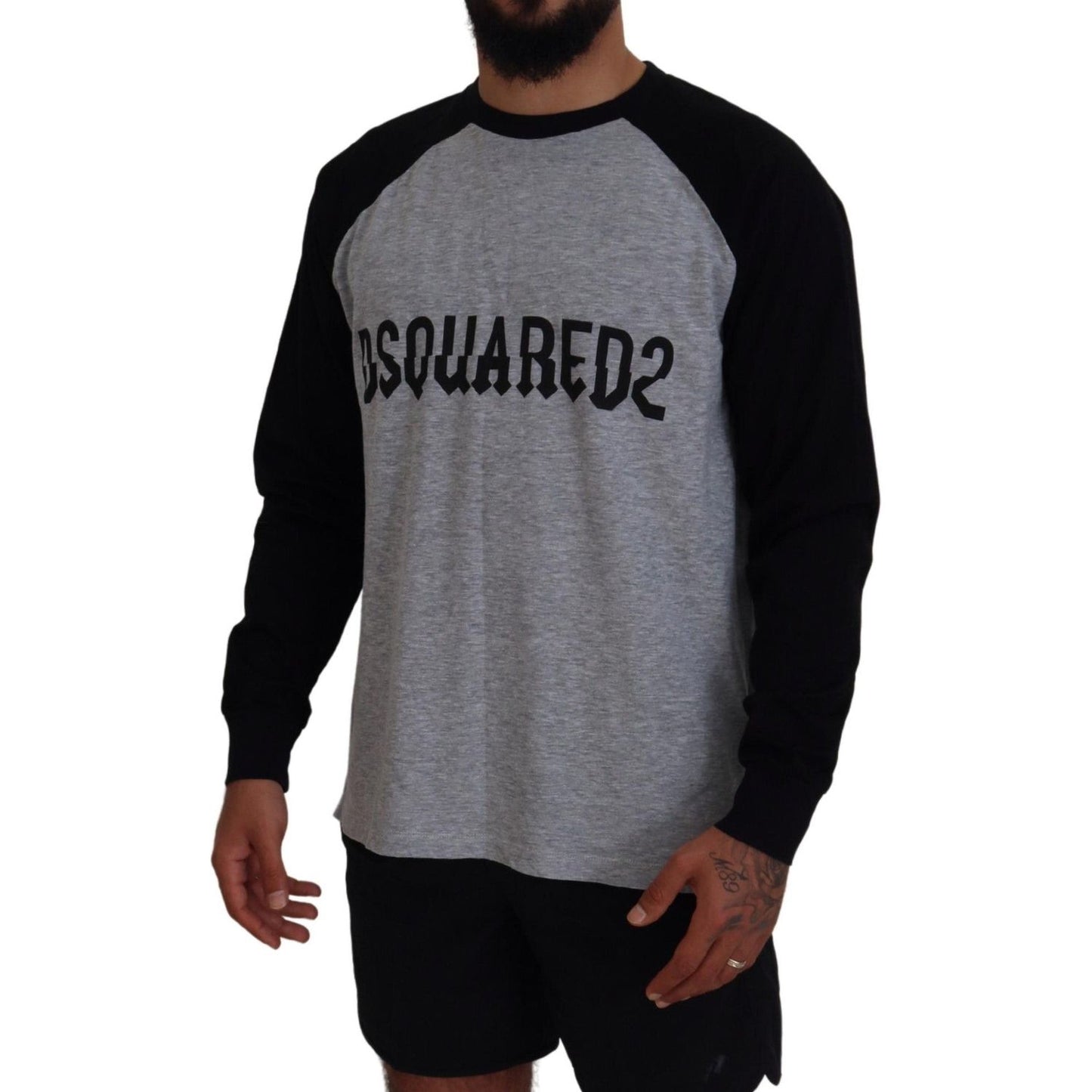 Dsquared² Two Tone Printed Long Sleeves Crew Neck T-shirt two-tone-printed-long-sleeves-crew-neck-t-shirt