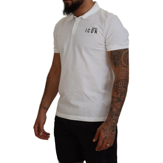 Dsquared² White Cotton Short Sleeves Collared T-shirt white-cotton-short-sleeves-collared-t-shirt