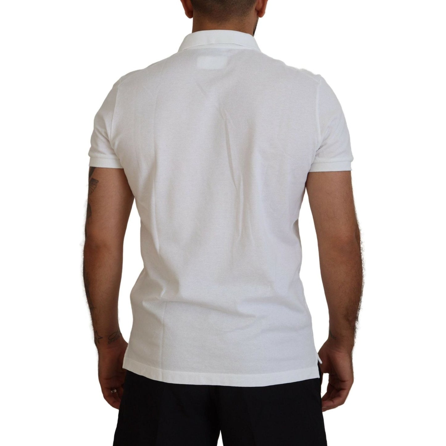 Dsquared² White Cotton Short Sleeves Collared T-shirt white-cotton-short-sleeves-collared-t-shirt
