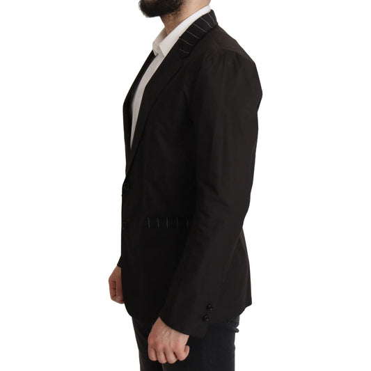 Dolce & Gabbana Elegant Black Cotton-Wool Blend Blazer Jacket black-cotton-single-breasted-blazer-jacket-1