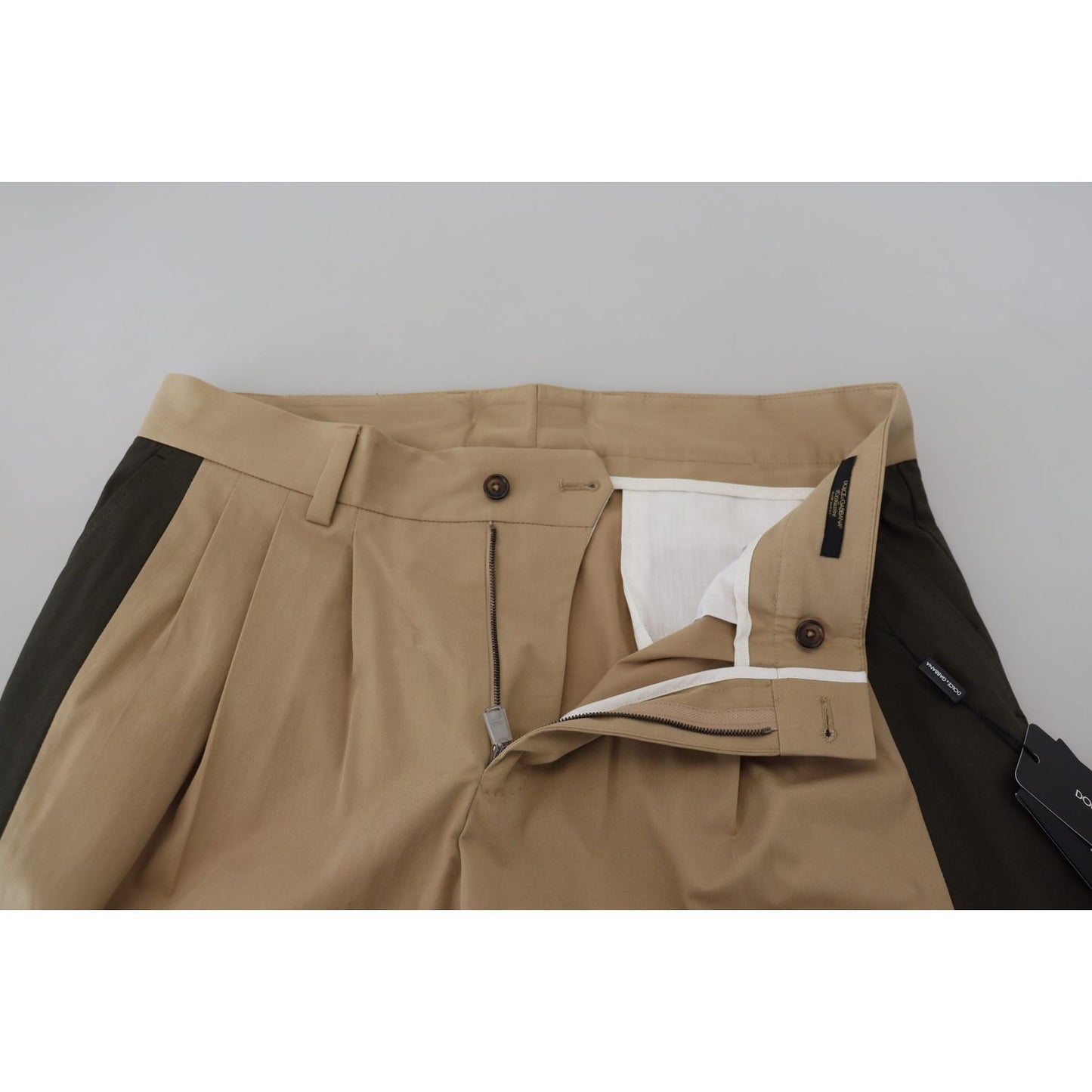 Dolce & Gabbana Elegant Bi-Color Cotton Stretch Pants brown-black-cotton-chino-men-pants