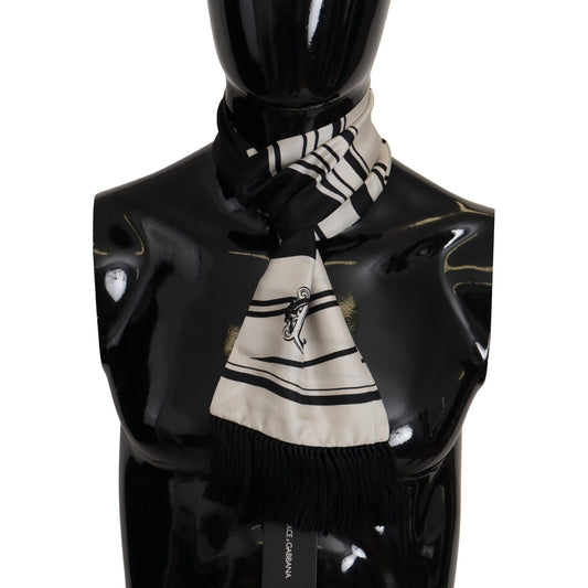 Dolce & GabbanaElegant Silk Men's Scarf - Classic Black StripeMcRichard Designer Brands£209.00