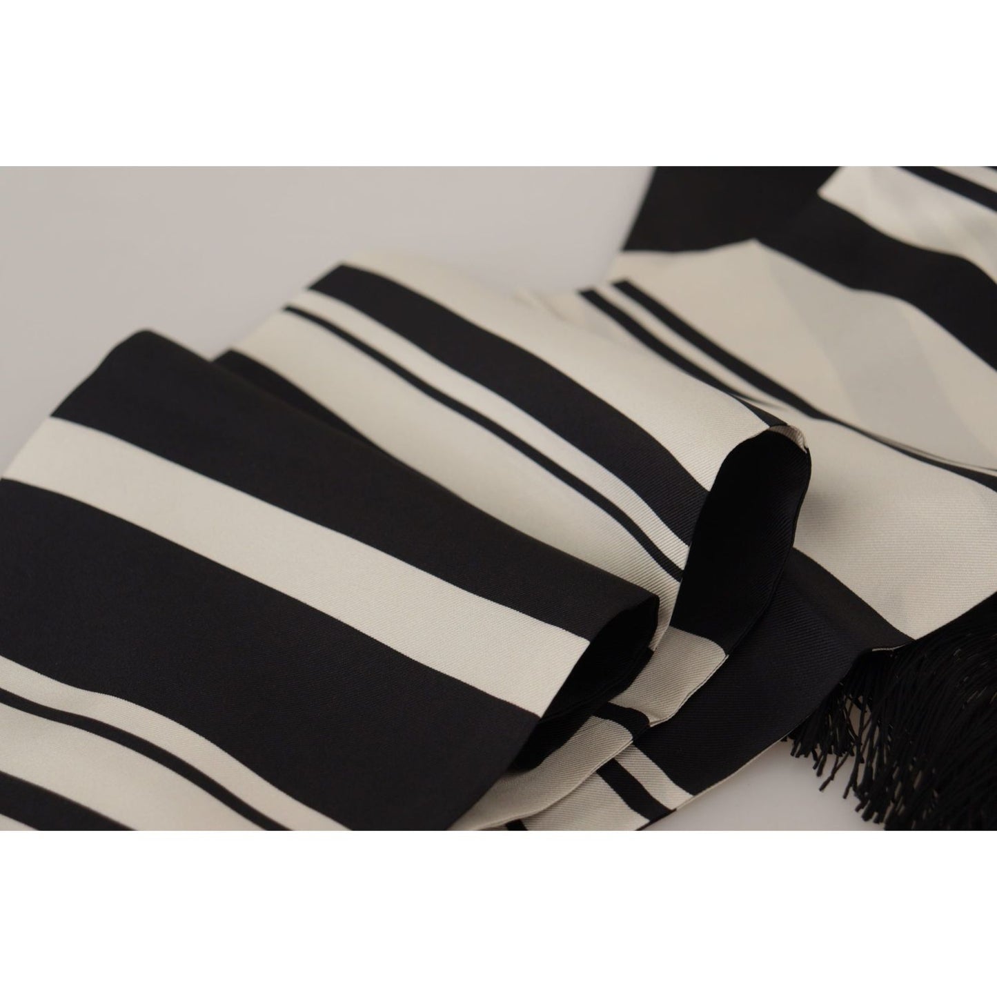 Dolce & Gabbana Elegant Silk Men's Scarf - Classic Black Stripe elegant-silk-mens-scarf-classic-black-stripe