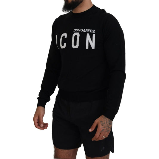Dsquared² Black Logo Print Long Sleeves Men Pullover Sweater black-logo-print-long-sleeves-men-pullover-sweater-1