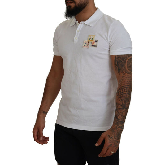 Dsquared² White Cotton Short Sleeves Collared T-shirt white-cotton-short-sleeves-collared-t-shirt-1