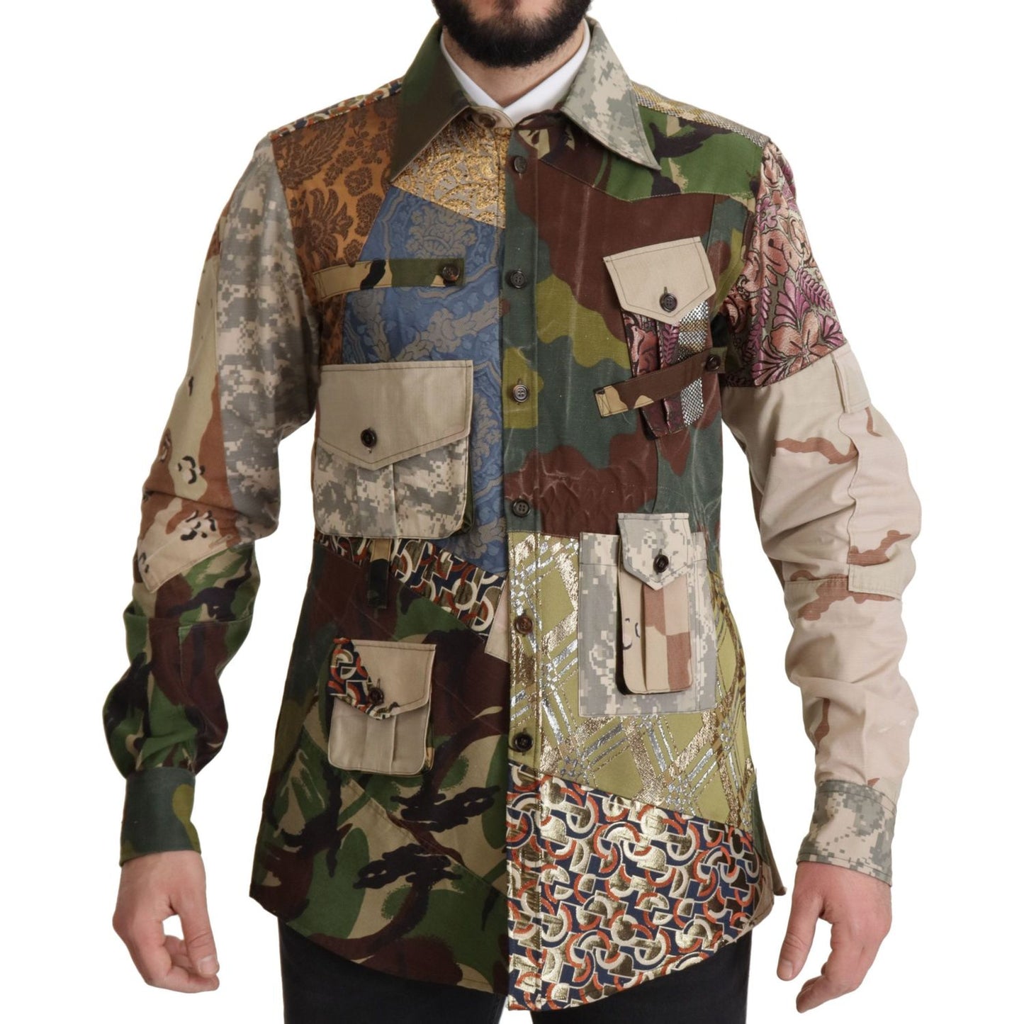 Dolce & Gabbana Patchwork Camouflage Casual Shirt multicolor-button-down-patchwork-shirt