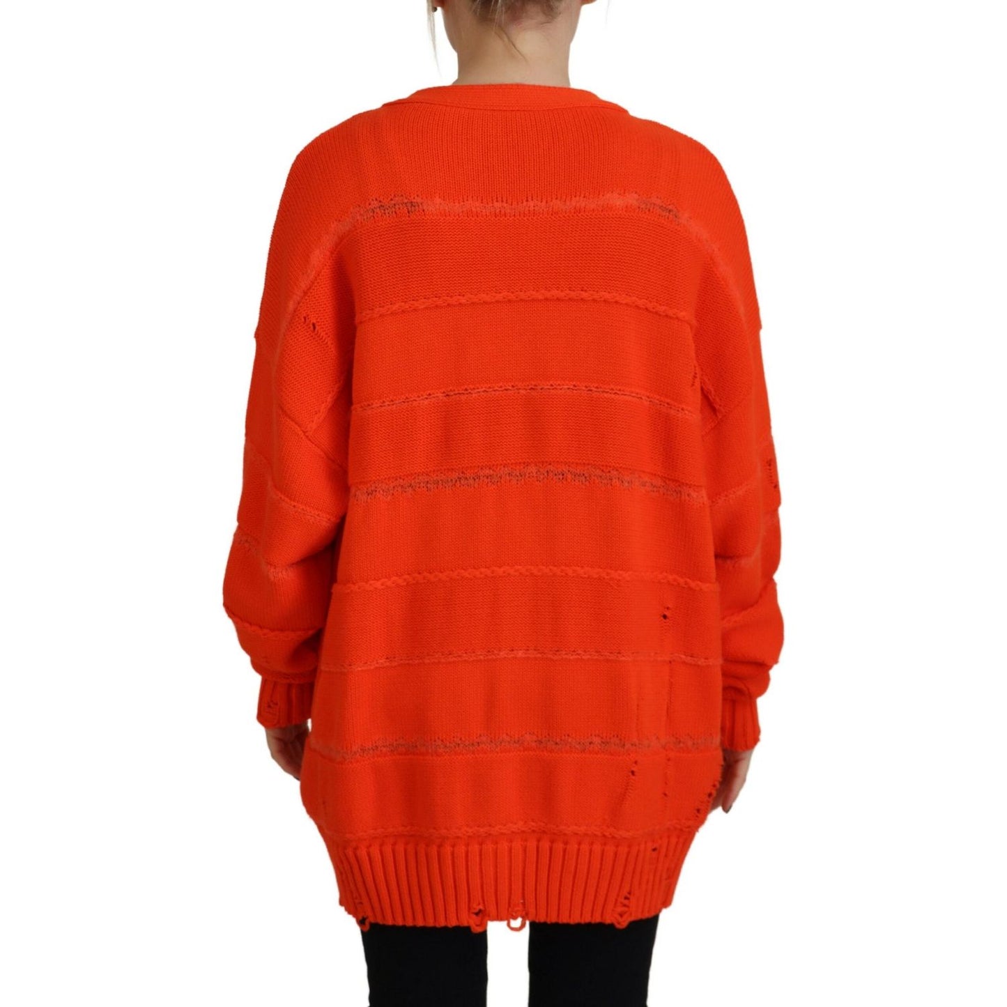 Dsquared² Orange Cotton Knitted Buttoned Cardigan Sweater orange-cotton-knitted-buttoned-cardigan-sweater