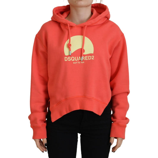Dsquared² Pink Logo Print Cotton Hoodie Sweatshirt Sweater pink-logo-print-cotton-hoodie-sweatshirt-sweater-1