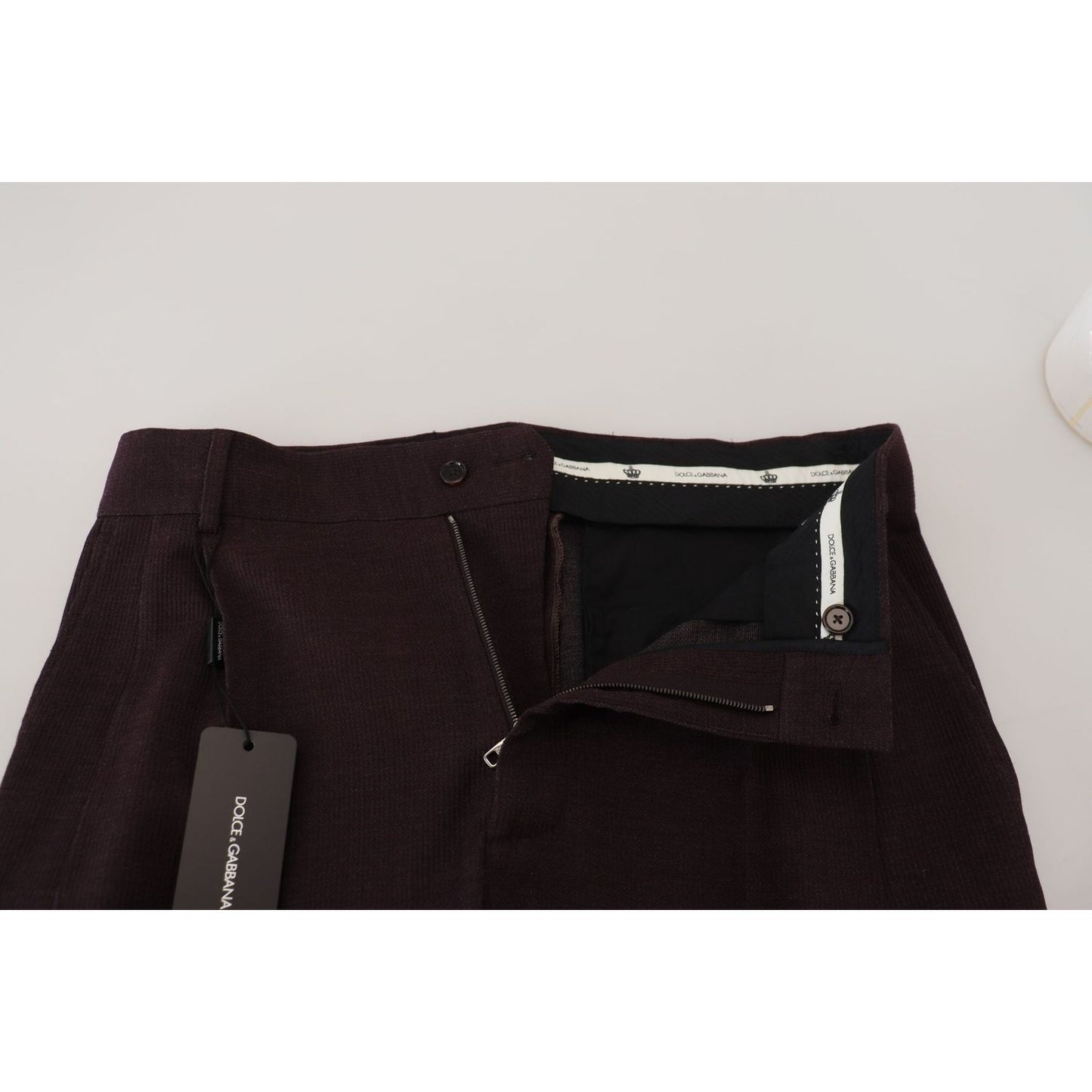 Dolce & Gabbana | Elegant Brown Cotton Blend Trousers| McRichard Designer Brands   